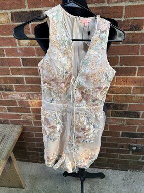 Solaris Style Floral Embroidered Mesh Romper S